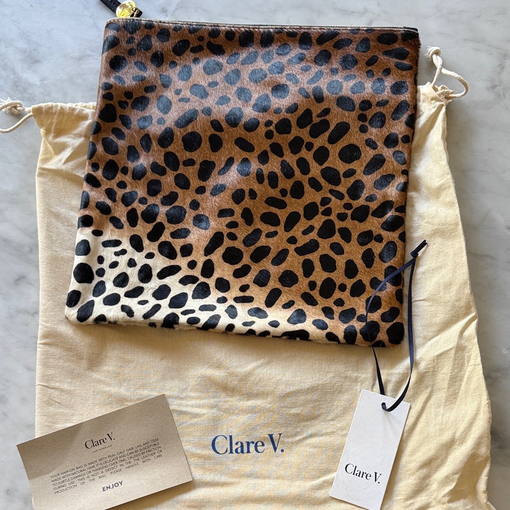 Clare V Animal Print Foldover Clutch